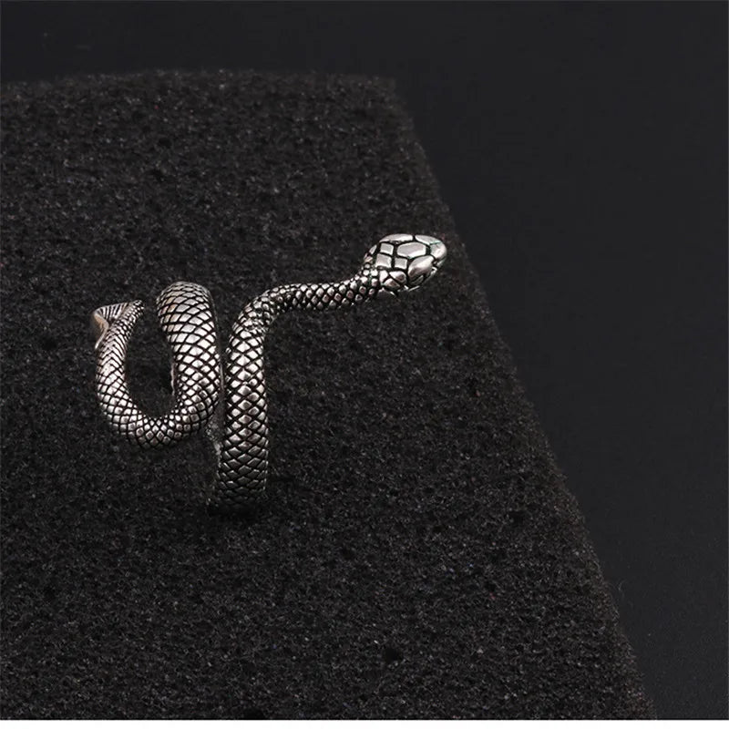 Fashion Retro Exaggerated Spirit Snake Ring Punk Adjustable Opening Snake-shaped Student Index Finger Ring Trend Jewelry