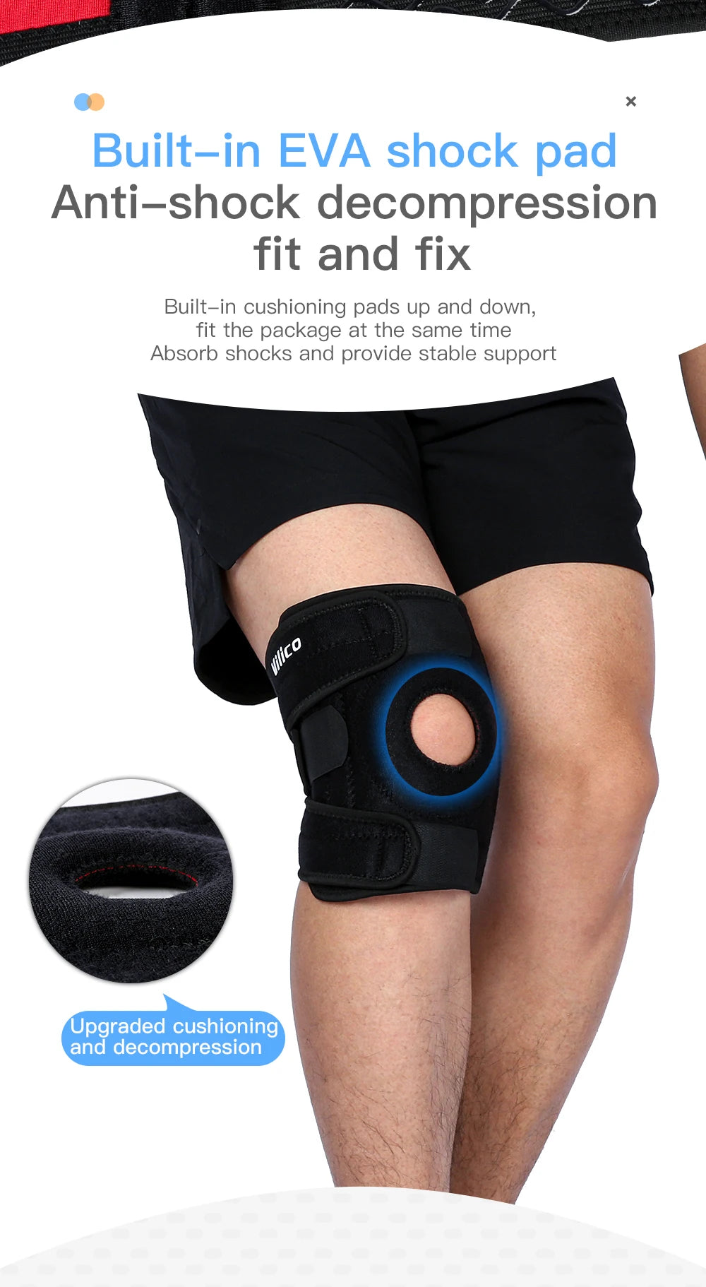Knee Brace with Side Stabilizers Breathable Adjustable Knee Support Suitable for Sport Training and Knee Pain