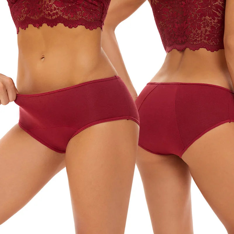 4pcs Women physiological Underwear Lady Large Size Mid Waist Panties Girl Brief Breathable Panty Plus Size Female Period Panties