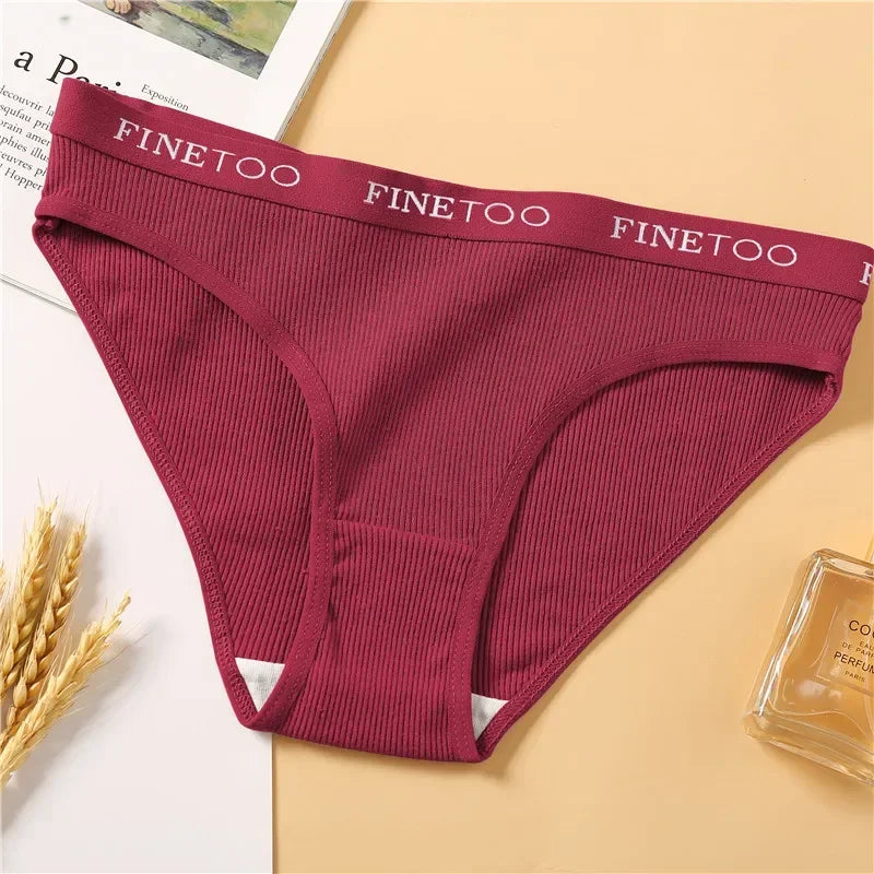 Finetoo 5Pcs Women Sexy Cotton Briefs Intimates Solid Color Low Waist Panty High Elasticity Underwear Female Breathable Lingerie