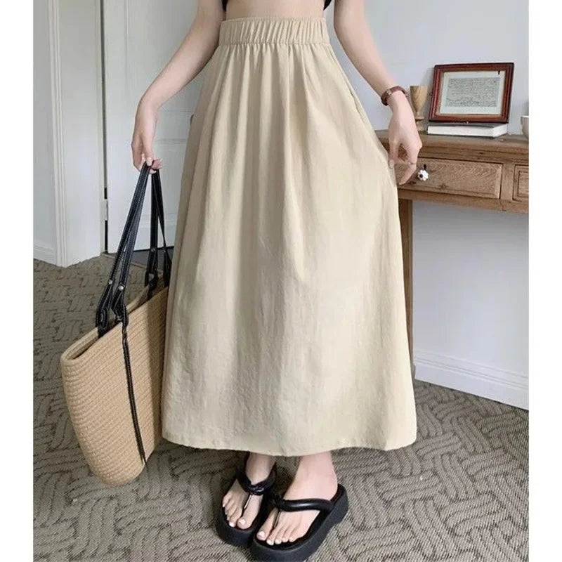 2026 Summer Women Fashion Colorful Long Skirts Girls Versatile Comfortable Elastic Dress Female Concise Leisure Vacation Skirts