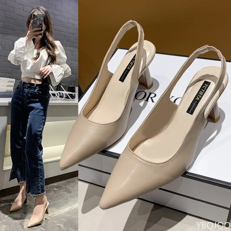 Spring and Summer Fashion New Pointed High-heeled Women's Shoes with Thin Heel and Toe Cover Shallow Mouth Single Shoe for Women