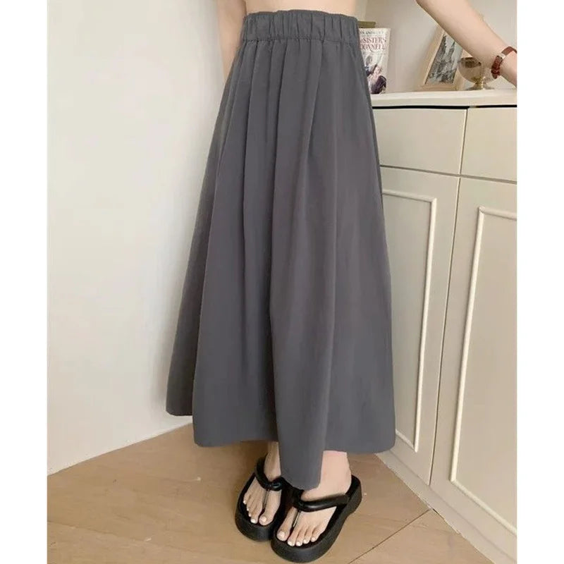 2026 Summer Women Fashion Colorful Long Skirts Girls Versatile Comfortable Elastic Dress Female Concise Leisure Vacation Skirts