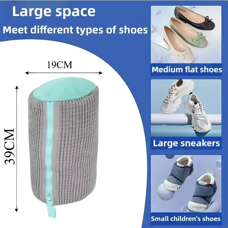 1Pcs Shoe Washing Machine Bag, Sneaker Laundry Bag for Washing Machine Extra Long and Thick Microfibre Fluff Reusable for Washer