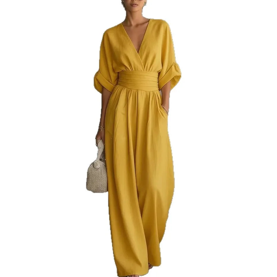 Women’s Elegant Slim Fit V-Neck Jumpsuit 2026