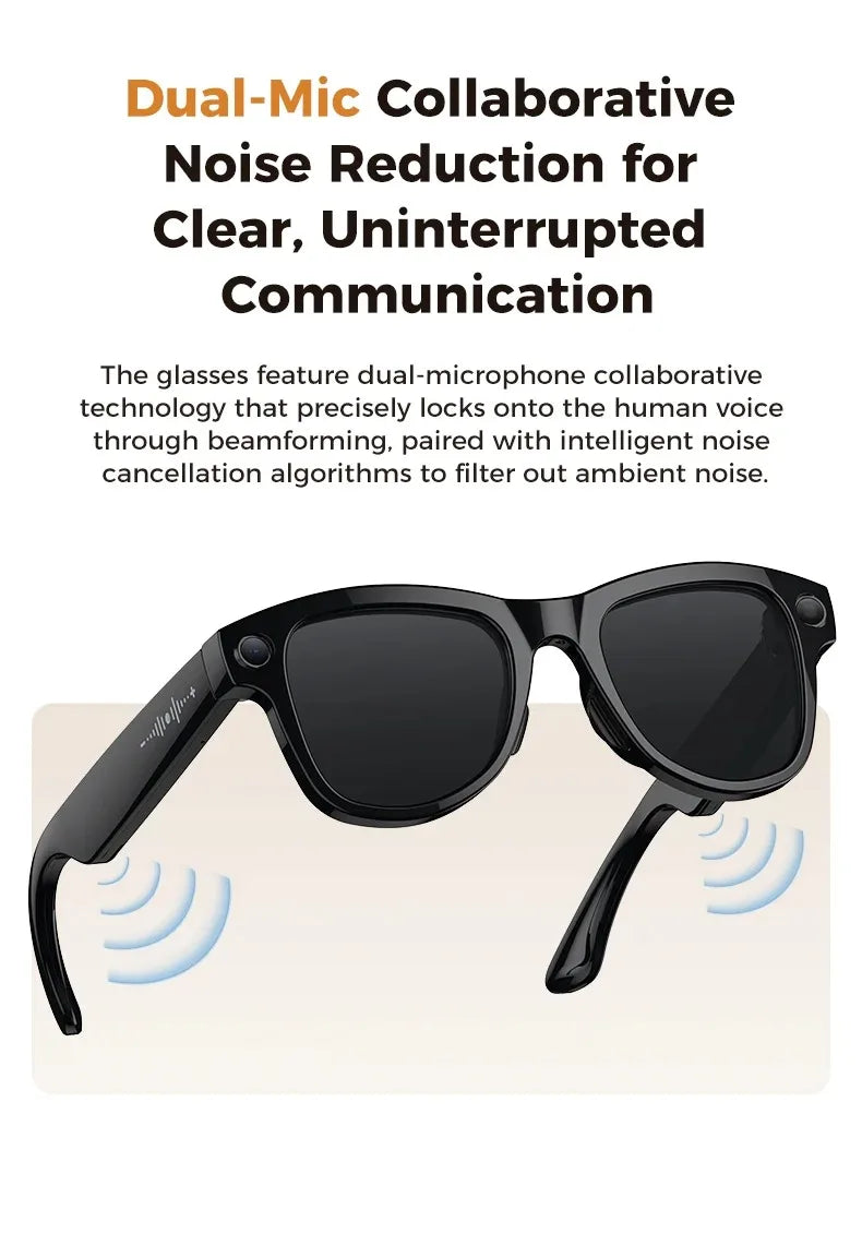 AI Smart Glasses GPT Camera 4K HD Multifunctional 3-in-1 Lens Bluetooth Call 3600Mah Battery Voice Assistant Control Sunglasses