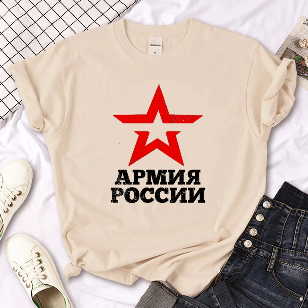 Army Russia Tee women comic manga graphic t shirt girl streetwear clothes
