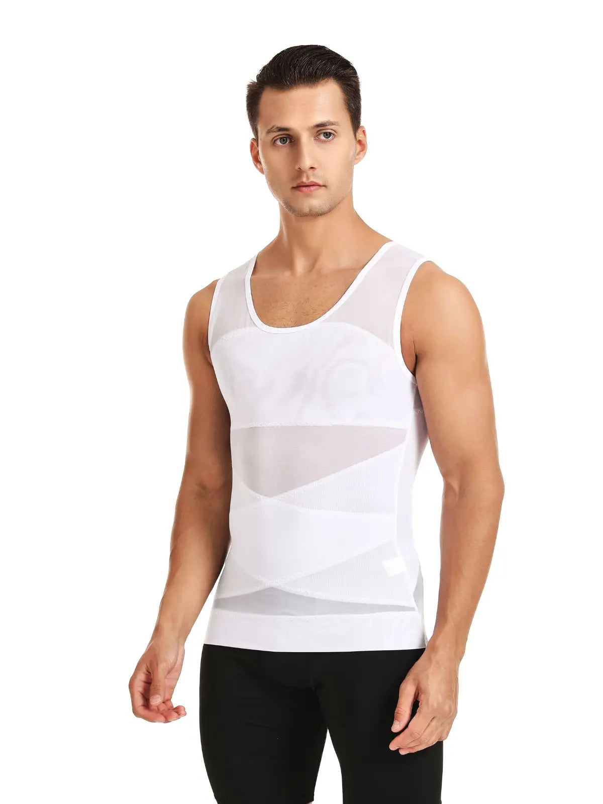 Men's Chest compression shirt to hide gynecomastia moobs slim chest slim belly tank top for Summer