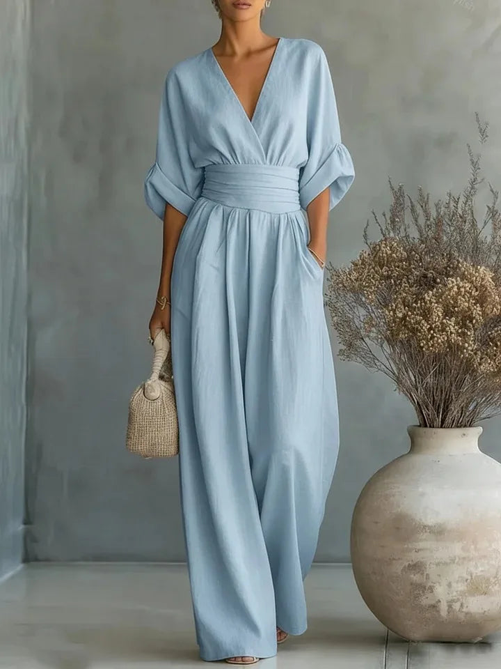 Women’s Elegant Slim Fit V-Neck Jumpsuit 2026
