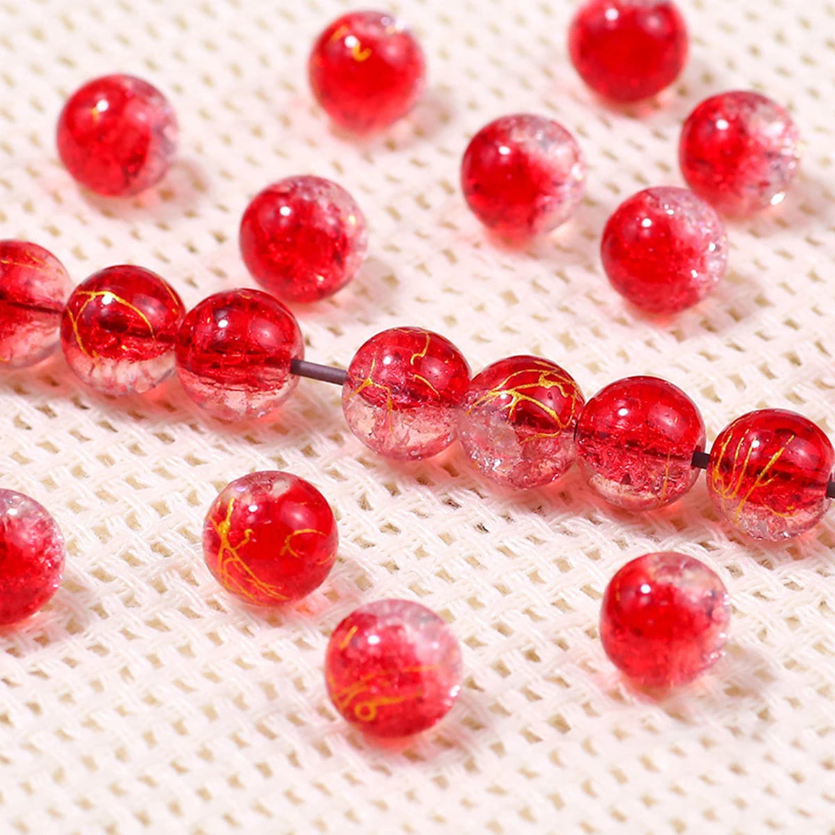 8/10mm Gradient Color Dot Golden Crackled Crystal Bead Round Glass Spacer Loose Beads For Jewelry Making Bracelet DIY Accessorie