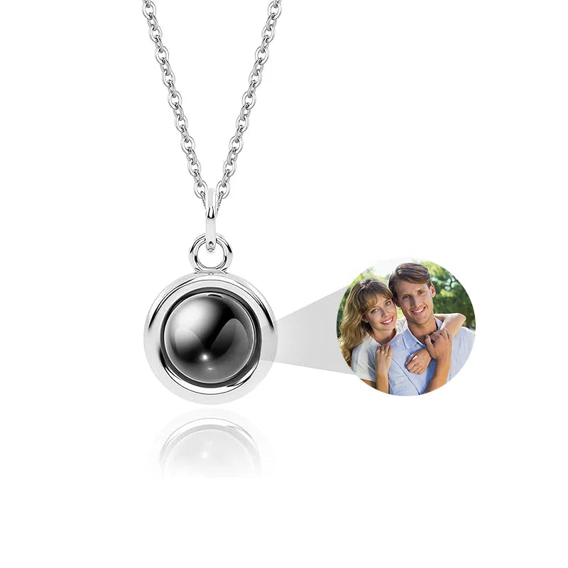 Personalized Picture Projection Necklace Custom Photo Pendant Necklace Love Memorial Gifts Birthday Gifts for Mom Wife Valentine