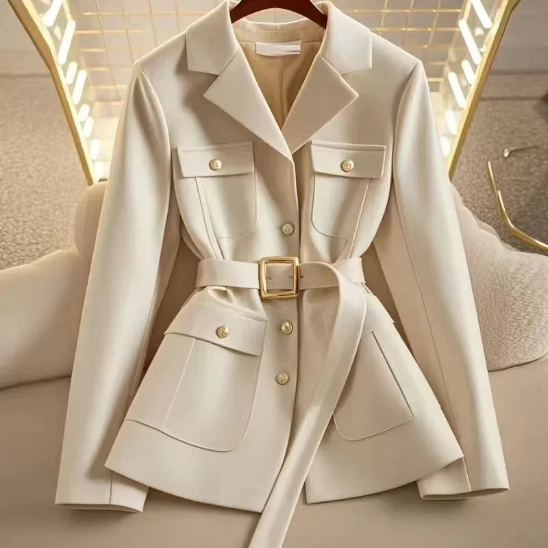 2025 new waist cinched suit jacket for women's casual fashion  unique temperament top jacket