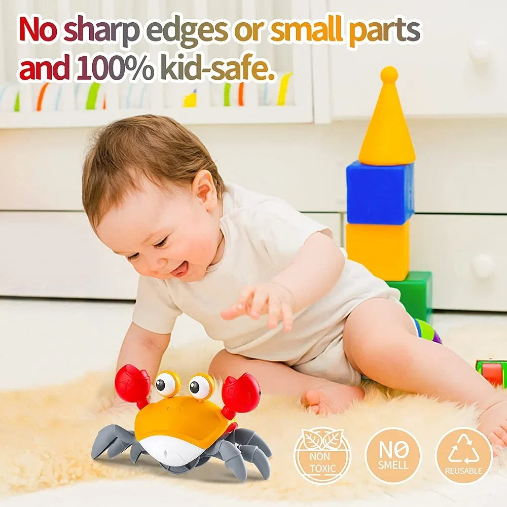 New Auto-sensing Escape Crab toy Children Crawling Avoiding Obstacles Electronic Pet With Music Baby Walking Toy Without battery