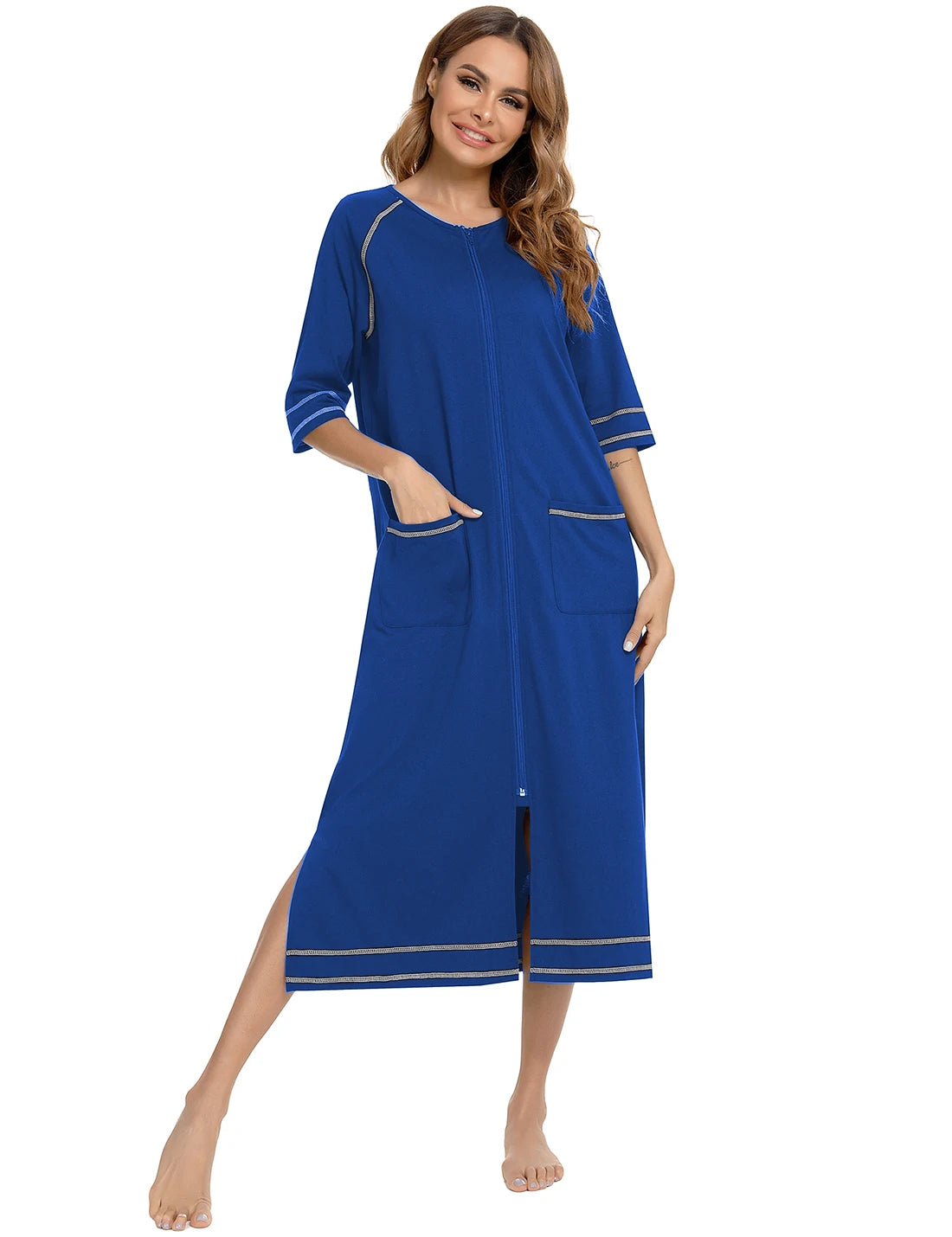 Zipper Women Sleepwear Pajama Maternity Dress 3/4Sleeve Nursing Baby Breastfeeding Nightdress Pregnancy Dress пижама хлопок