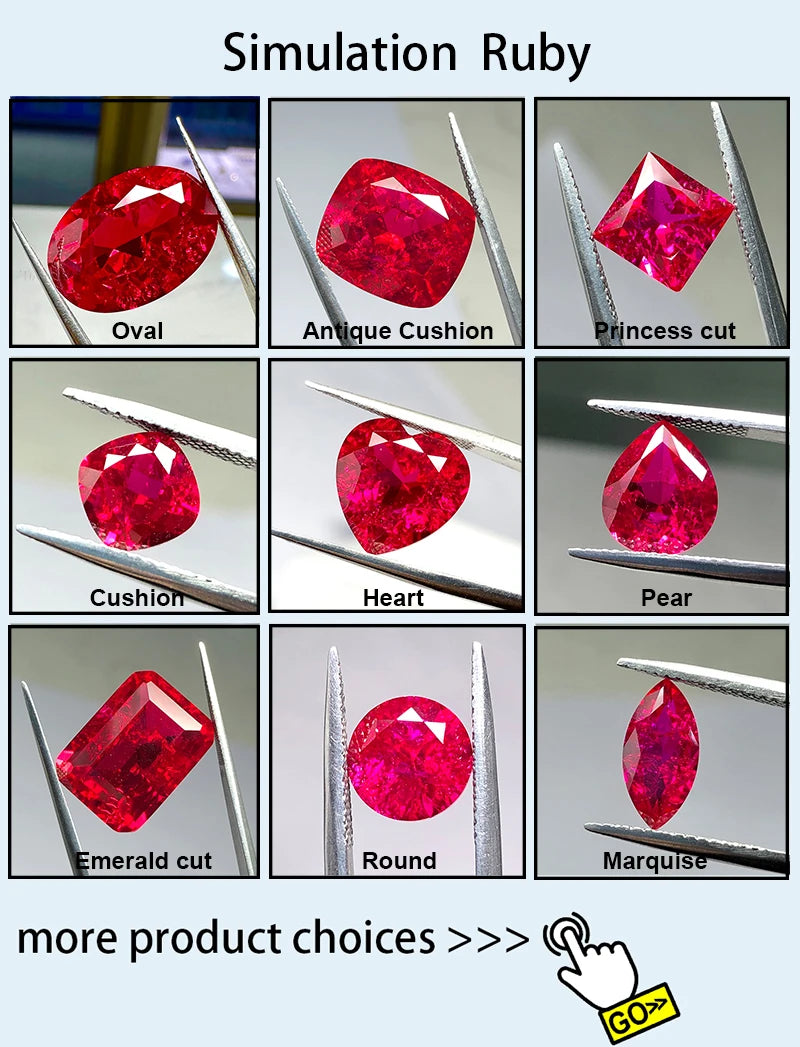 Lab Grown Ruby Round Shape  Red Stone Diamond Cut  with Inculsions Artificial Loose Ruby Stone with AGL Certificate