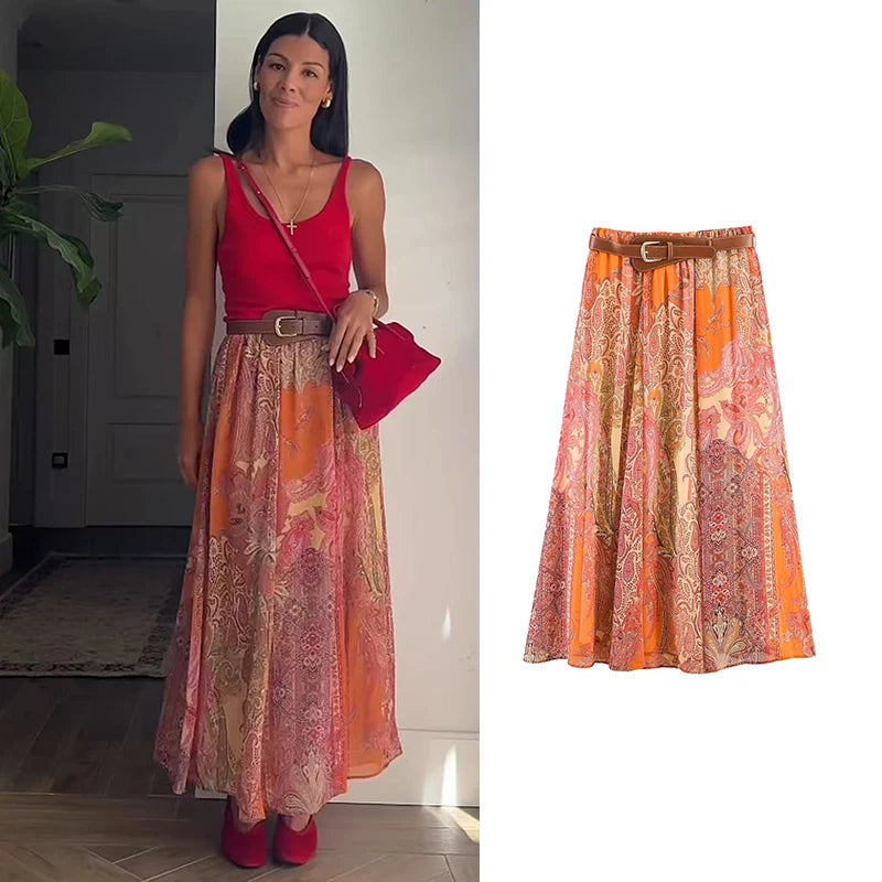 New Women's Skirts Summer 2026 New Fashion Print Unique Party Elegant Women's High Waist Skirts Summer Travel Chic Youth Skirts