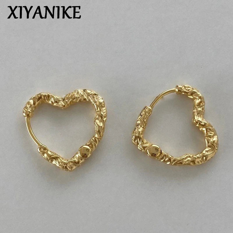 XIYANIKE Summer Heart Hoop Earrings For Women Girl Sexy New Fashion Trendy Jewelry Gift Party Wedding pendientes mujer