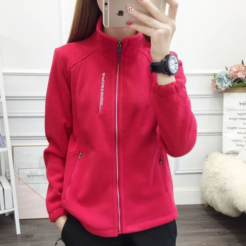 Autumn Winter Women Casual Soft Fleece Sweatshirt Women's Coat Flannel Solid Zip-up Jacket