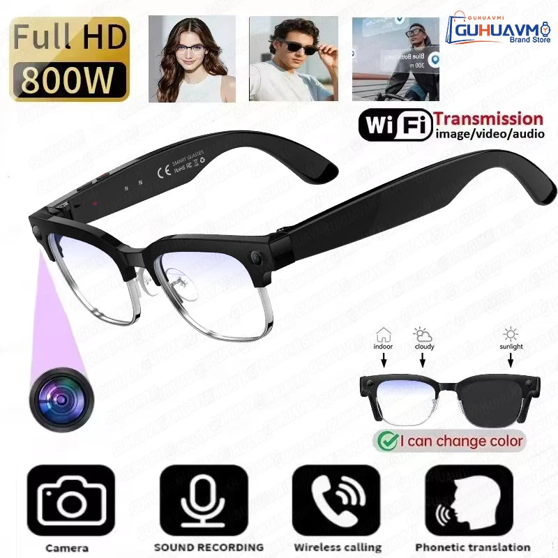 AI Smart Glasses with 800W Pixel Camera Photo Video Recording 120+Language Translation Sunglasses Men Women 2026 New Year's Gift