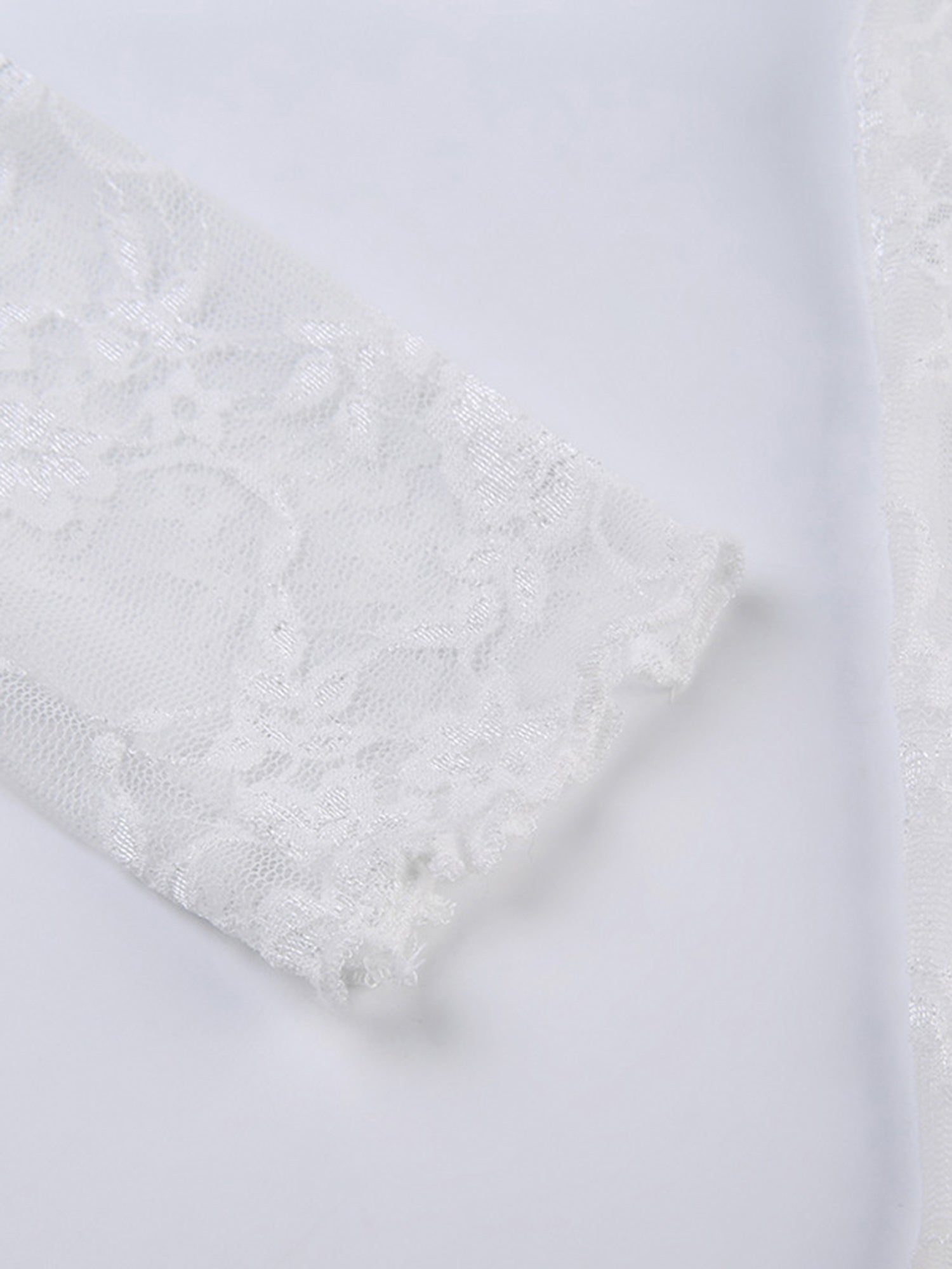 Women's Lace Mesh Crop Tops Long Sleeve Floral Sheer Blouse Sexy Shirt High Neck See-Through Slim Fit Tee Shirts Clubwear