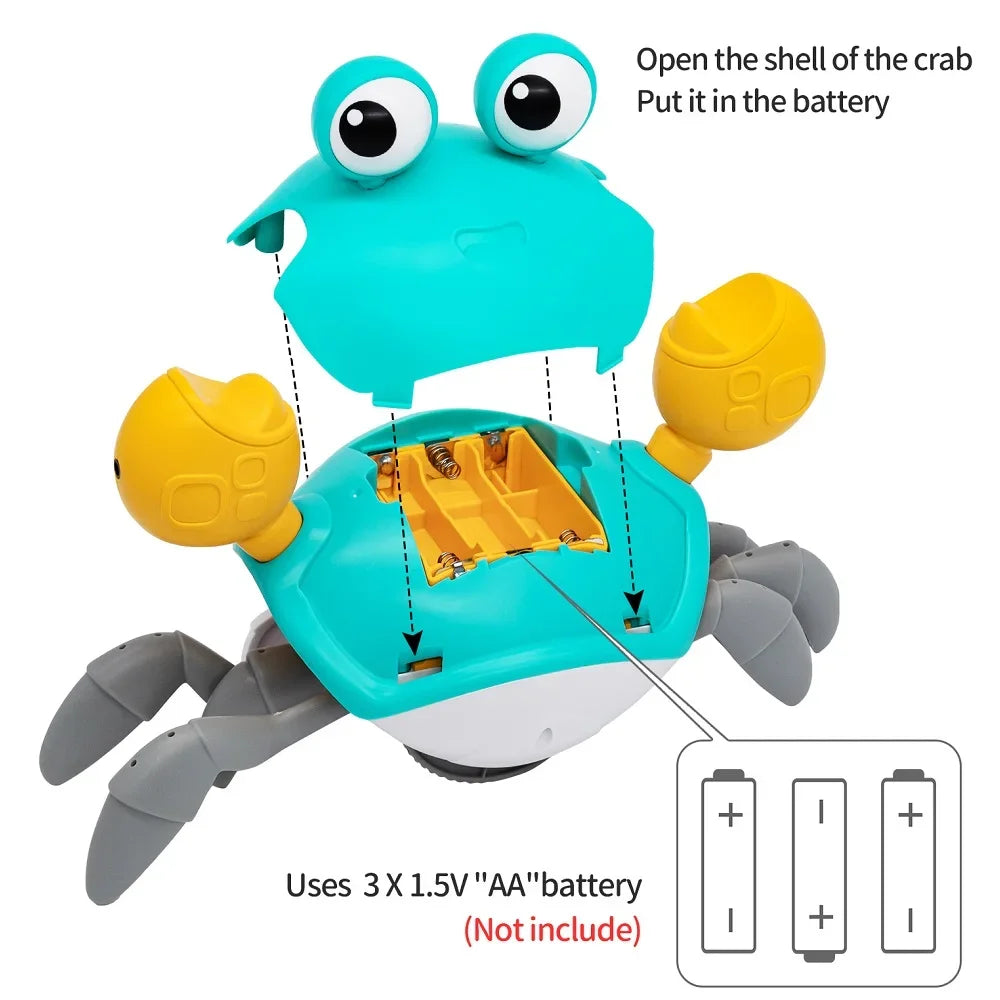 New Auto-sensing Escape Crab toy Children Crawling Avoiding Obstacles Electronic Pet With Music Baby Walking Toy Without battery