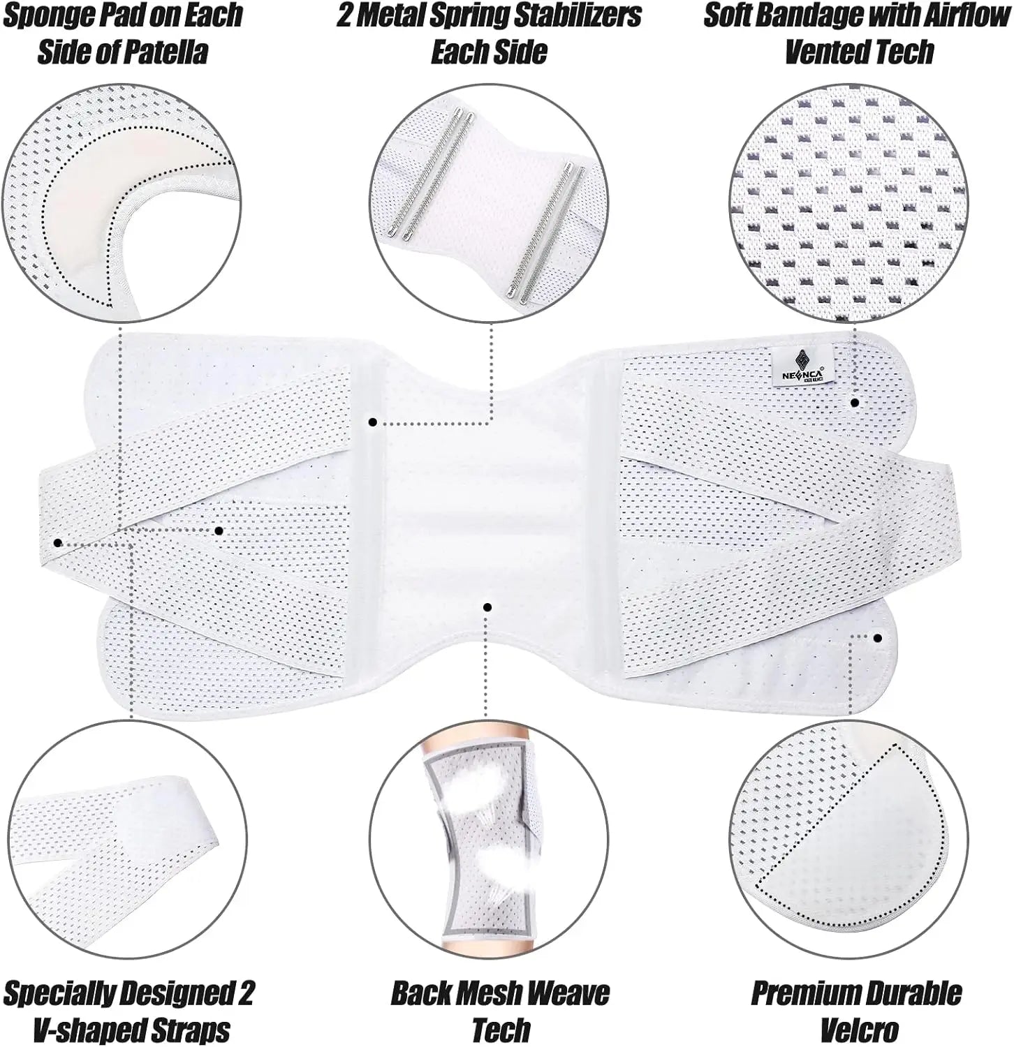 Knee Brace for Knee Pain - Compression Support with Air Mesh Fabric & Adjustable Side Stabilizers