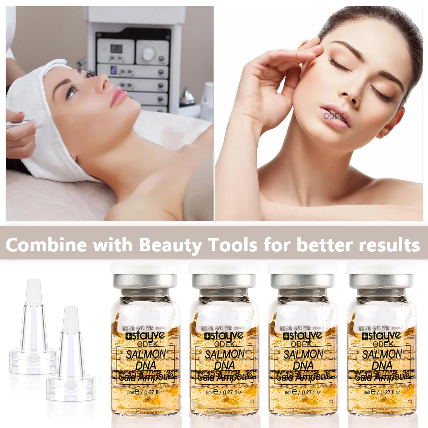 Korea 8ml Salmon DNA Gold Ampoule Skin Booster Serum Kit Stayve  BB Cream Glow Brightening Whitening Moisturizing Face SkinCare