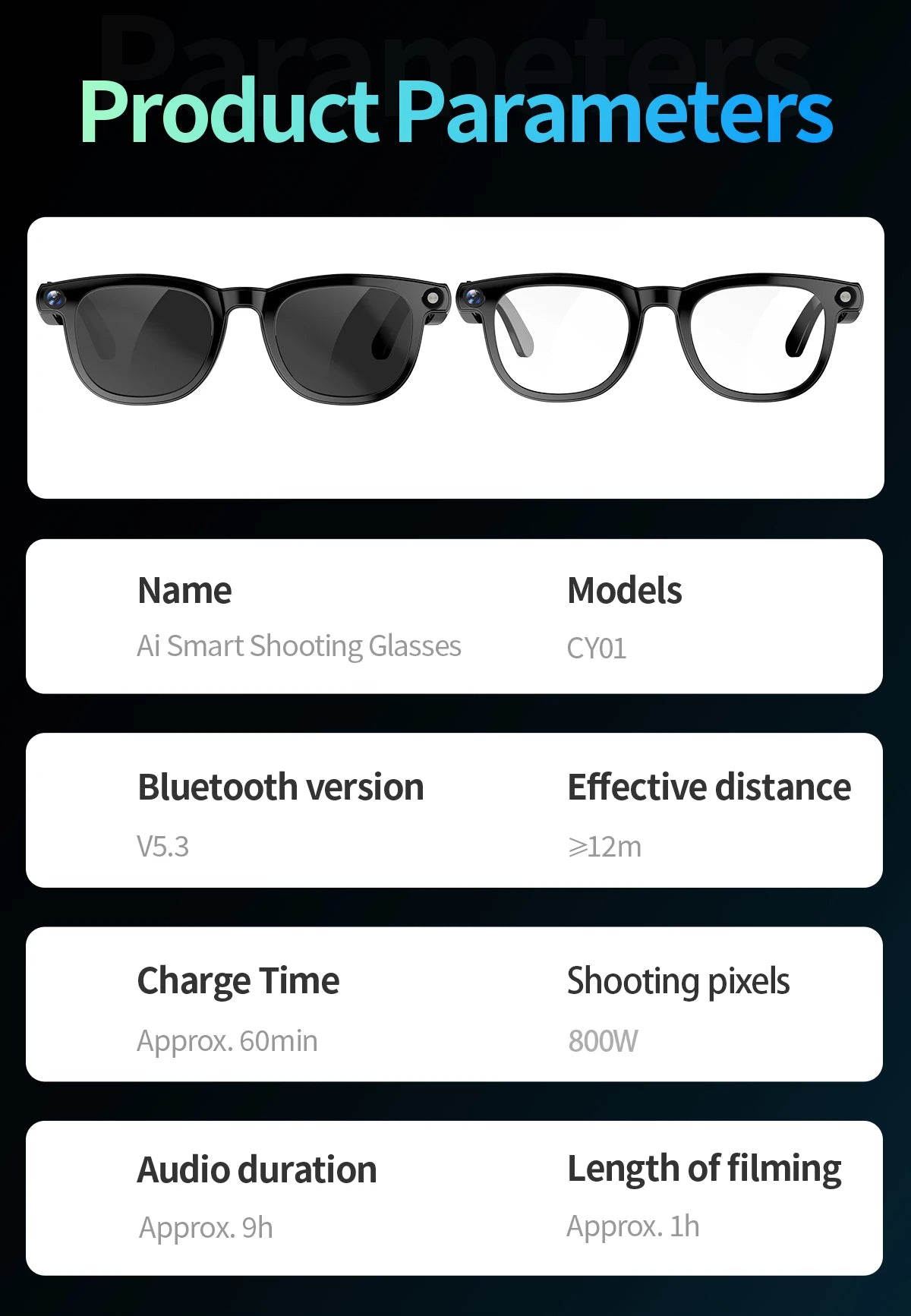 2 in1 4K Smart AI Glasses 800W pixel AI Shooting Camera HD Photo Video Voice Call Translation Waterproof Bluetooth AI Glasses