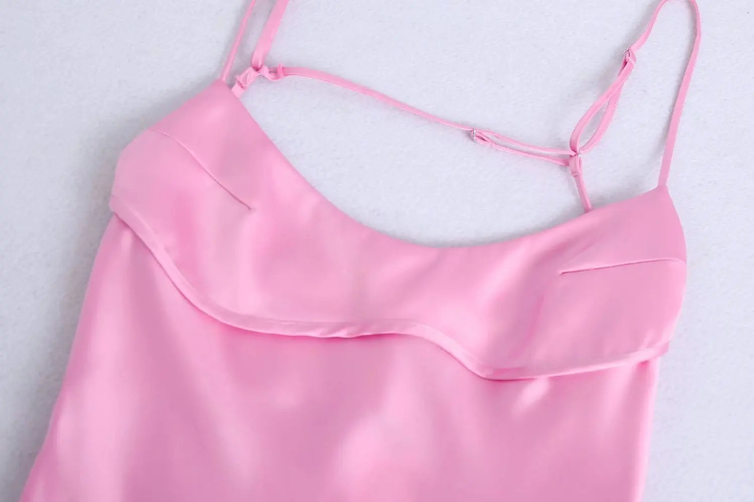 Suninheart Mid-calf Satin Dress Elegant Pink Sexy Sleeveless Cut Out Party Dresses Casual Holiday Birthday Women Clothing