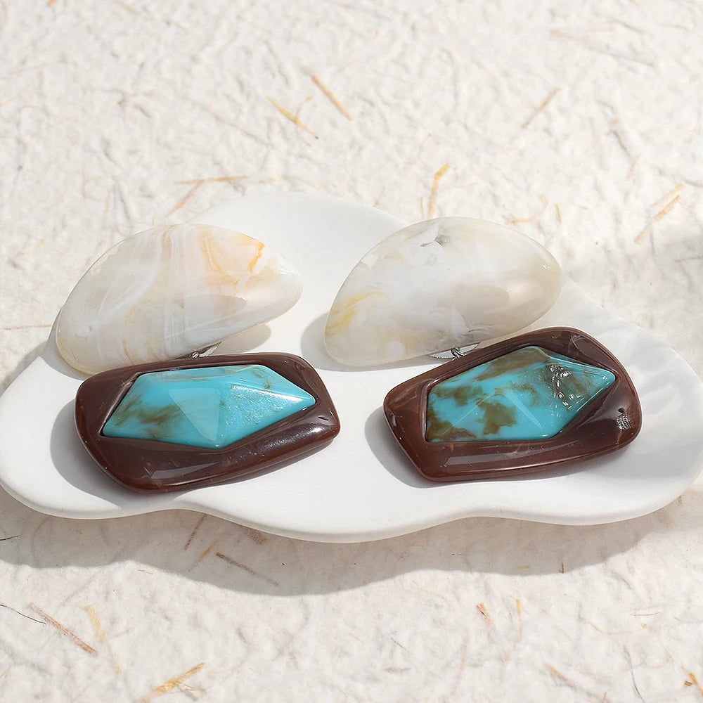 Vintage Summer Resin Drop Earrings For Women Acrylic Geometric Earrings Jewelry Gifts Accessories
