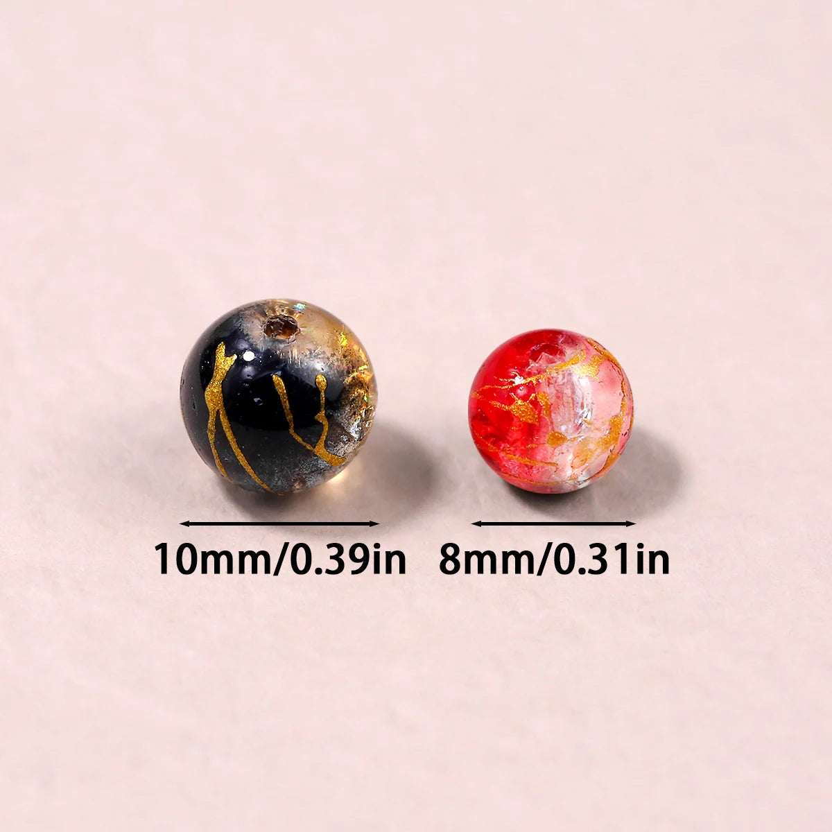 8/10mm Gradient Color Dot Golden Crackled Crystal Bead Round Glass Spacer Loose Beads For Jewelry Making Bracelet DIY Accessorie
