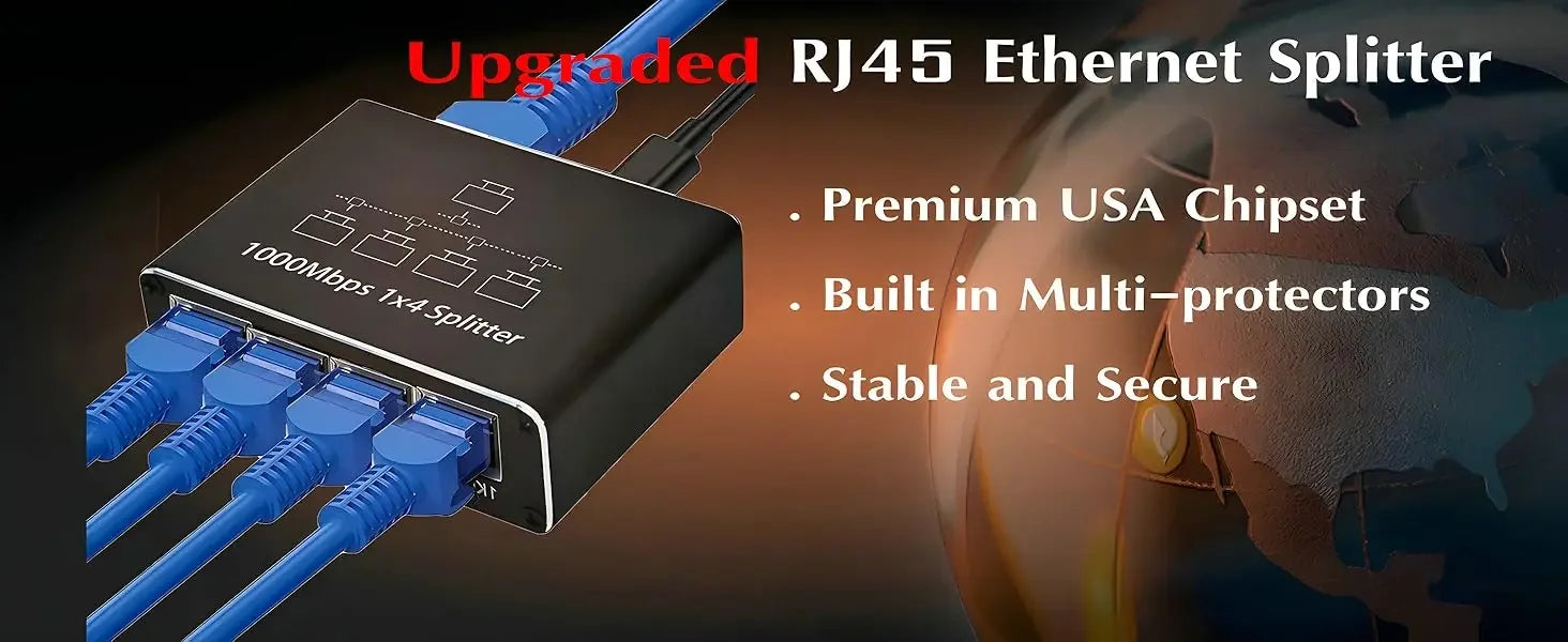 LccKaa 1000Mbps RJ45 Splitter 1 To 2/3/4 Adapter Network Splitter Cable Extender Gigabit LAN Connector for PC Laptop TV Router