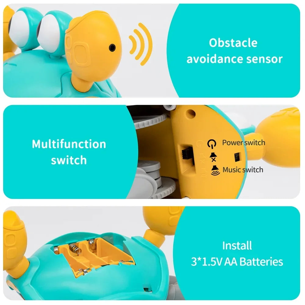 New Auto-sensing Escape Crab toy Children Crawling Avoiding Obstacles Electronic Pet With Music Baby Walking Toy Without battery