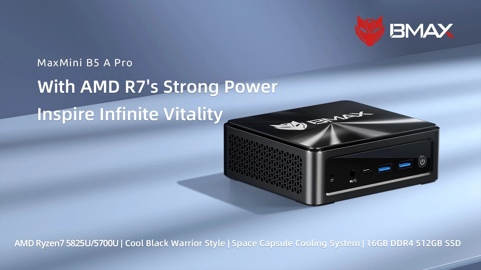 BMAX B5APRO MINI PC AMD Ryzen7 5700U AMD Radeon Graphics 16GB DDR4 512GB SSD Windows 11 Dual Band WiFi Bluetooth 5.2