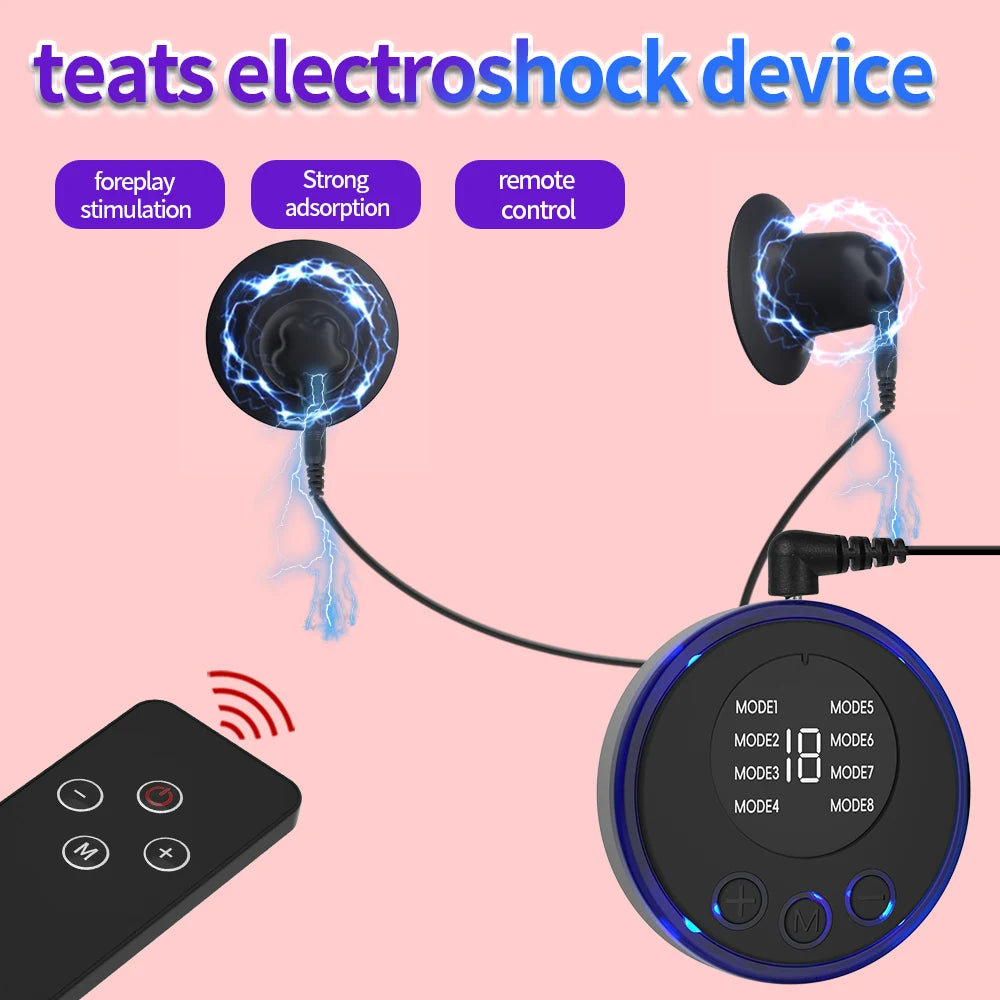 Electric Shock Nipple Sucker Enlarger Nipple Clamp Pussy Pump Clit Clip Vacuum Stimulate Breast Enlarger Sextoy For Women Men SM