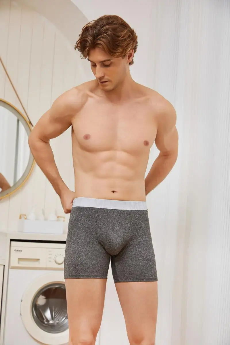 4Pcs/Set Seamless Milk Silk Mid-Long Boxer Shorts For Men Fashion High Elastic Leisure Comfortable Boyshort Sexy Male Underwear