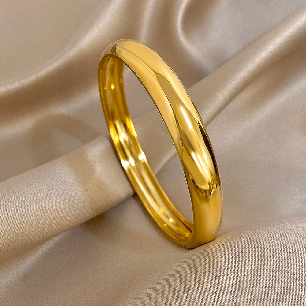 Glossy Gold Bangle Stainless Steel Jewelry
