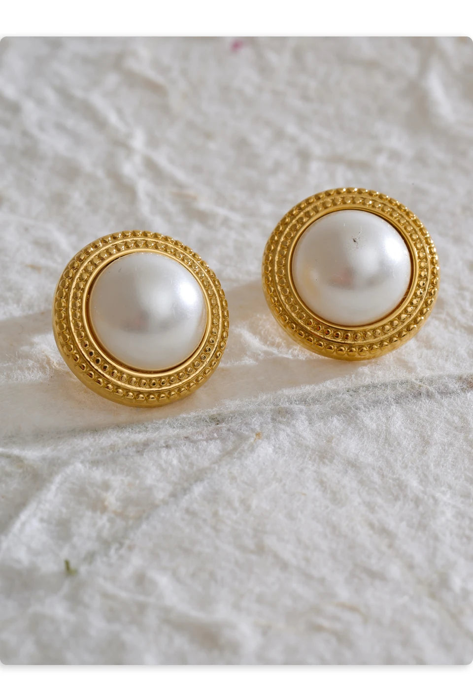 Yhpup Trending Stainless Steel Imitation Pearls Round Square Stud Earrings Korean Daily Versatile Vintage Chic Fashion Jewelry