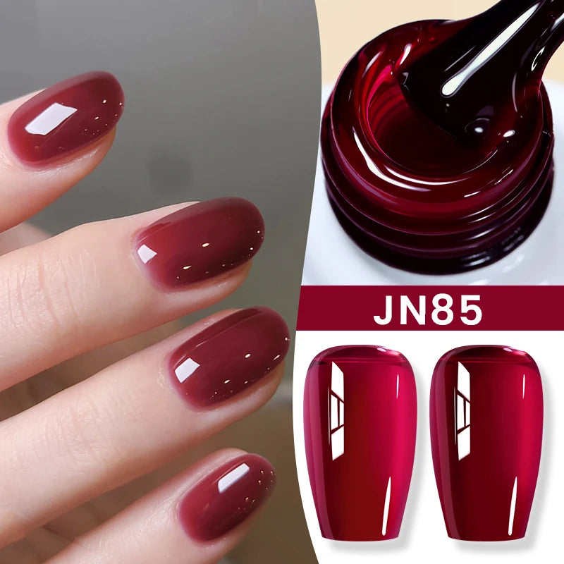 BORN PRETTY 10ml Blood Red Jelly Transparent Gel Nail Polish Wine Red Winter Color Semi Permanent Soak Off UV LED Varnish