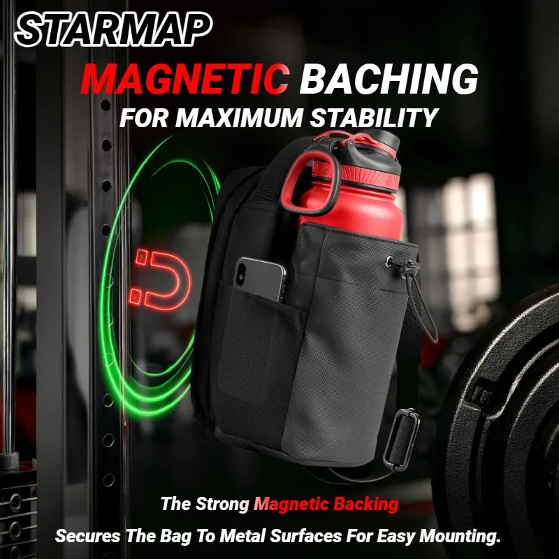 Super Strong Magnetic Gym Bag For Phone Water Bottle Portable Fitness Storage Sports Accessories Large Capacity Carrier