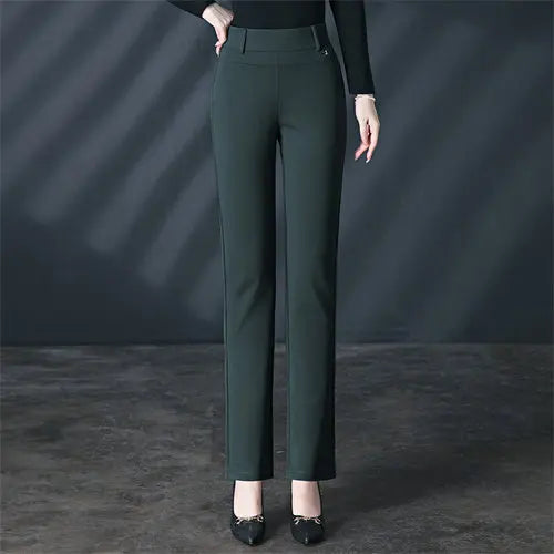 2026 New Women's Black Stretch Suit Pants, Fashion Purple Slim Trousers Green Brown Pantalones 27-34