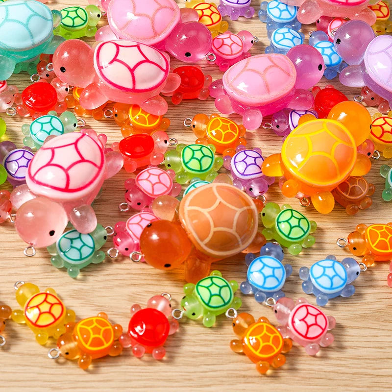 10pcs 16x25mm Cartoon Animal Charms Candy Colors Resin Turtle Charms Pendant for Jewelry Making Earrings Necklace DIY Craft Gift
