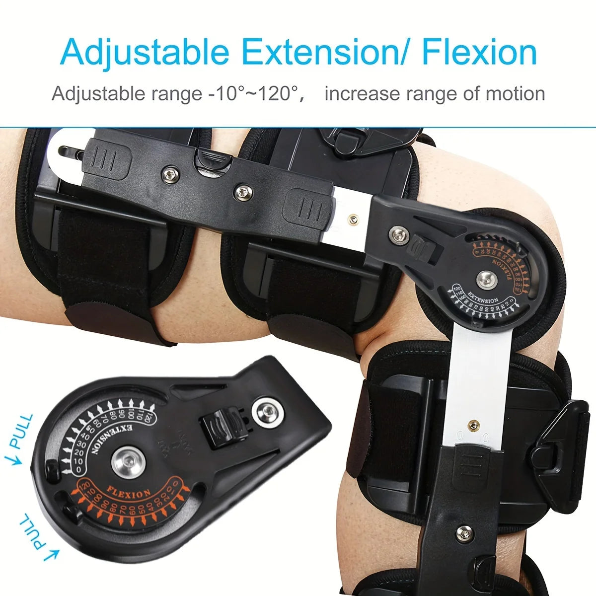 Adjustable Hinged Knee Brace with Button Lock - Sponge-Lined for Comfort, Suitable for Knee Support
