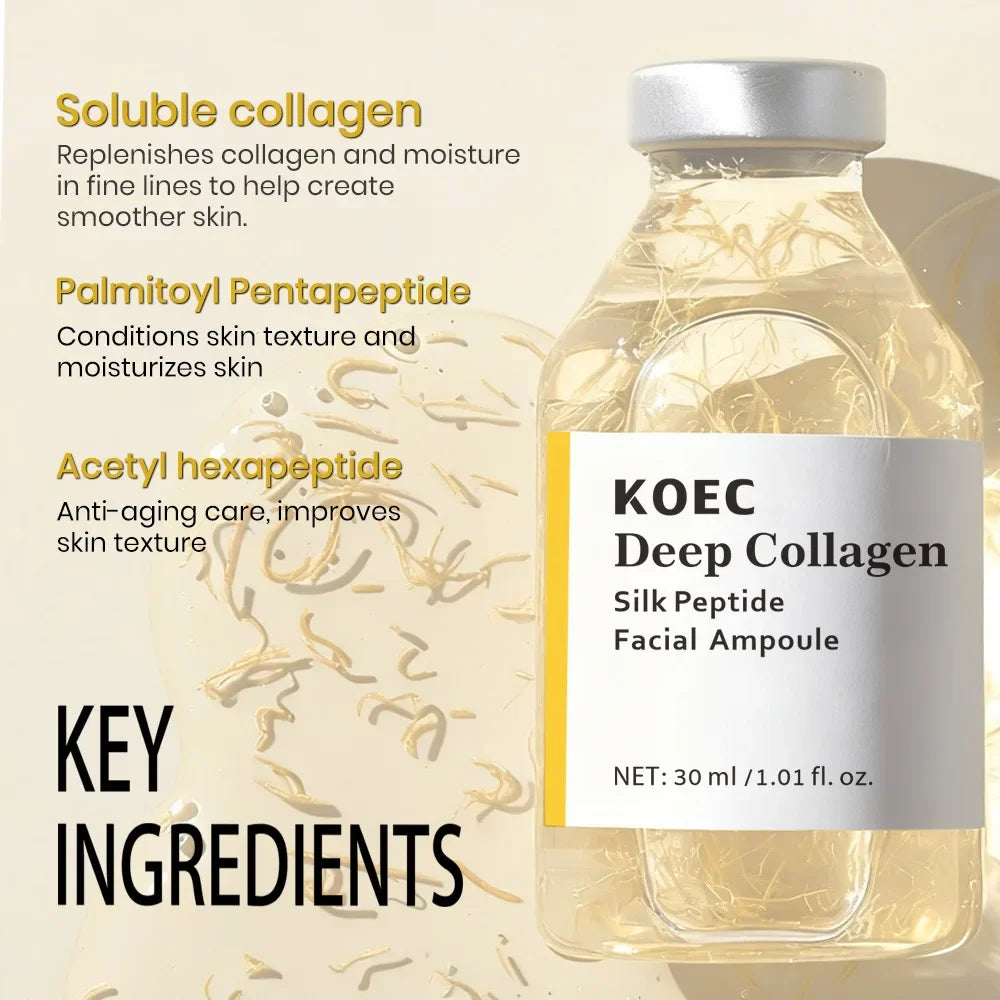 For Face Deep Collagen Silk Peptide Intensive Lifting Ampoule Korean Anti-Aging Serum with Collagen Skin Tightening & Firming