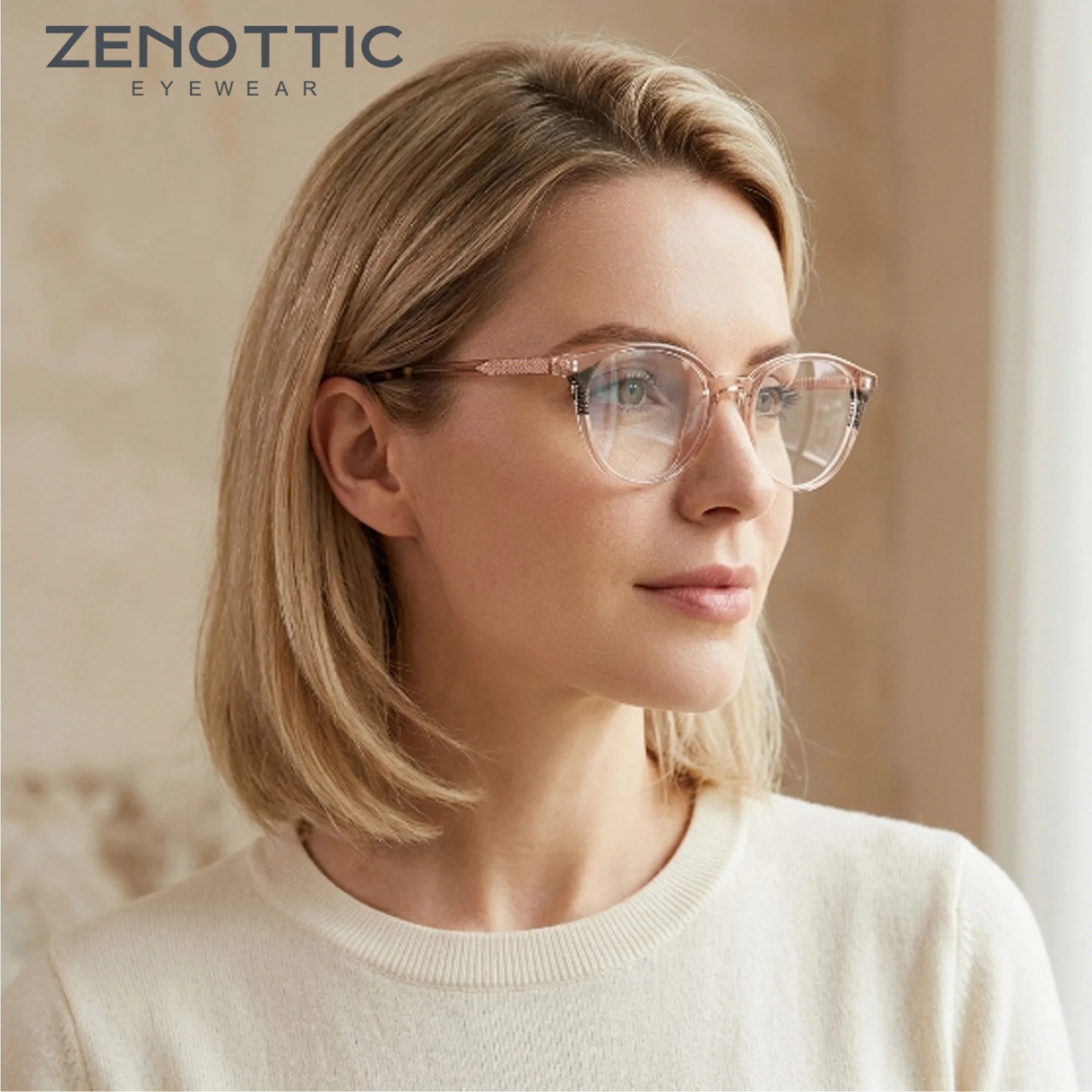 ZENOTTIC Fashion Unisex Round Non Prescription Optical Glasses Frame Clear Lens Comfortable Daily Casual Eyewear