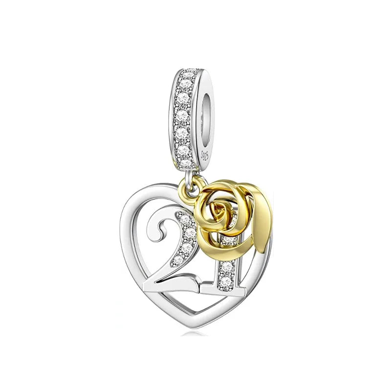 Hot Selling 925 Silver Sibling Daughter Heart-Shaped Charm Bead Suitable For Original European Bracelet DIY Women's Jewelry Gift