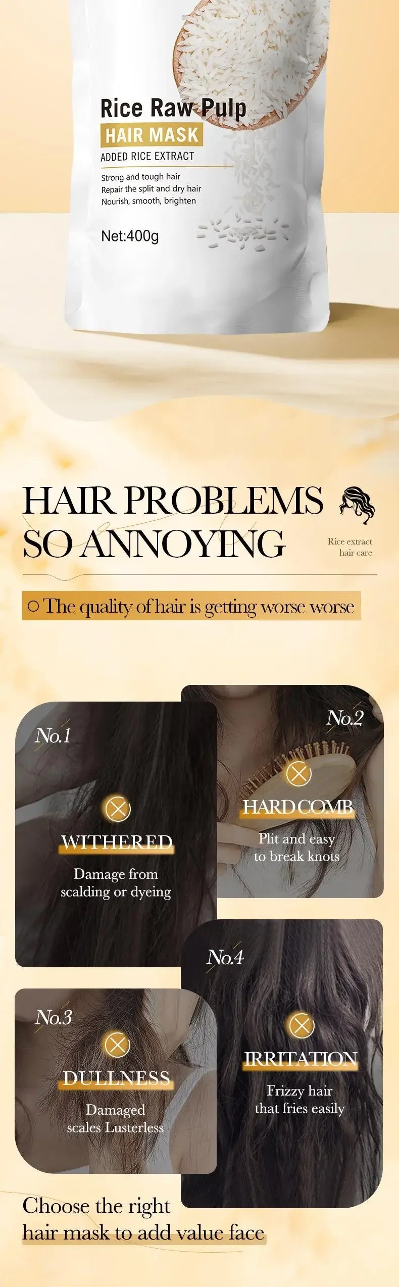 Rice Keratin Hair Mask – 5 Second Repair