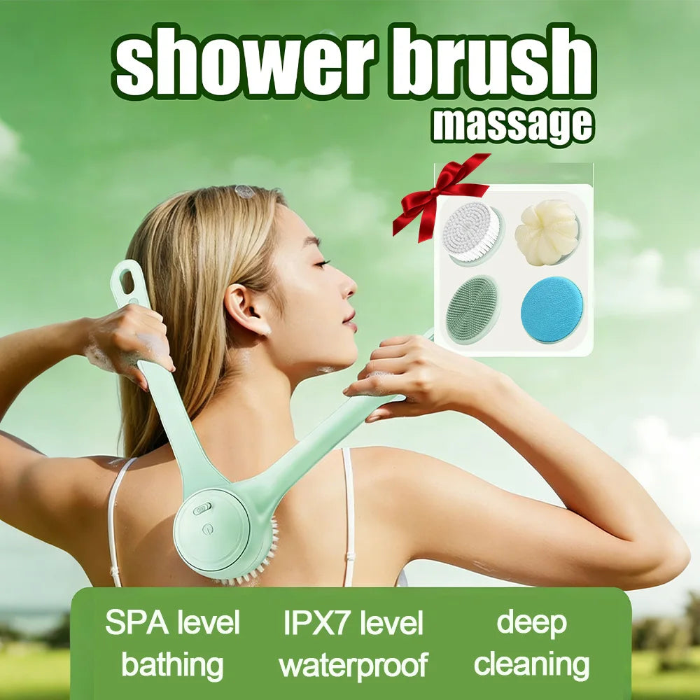 Electric Silicone Bath Brush with Long Handle