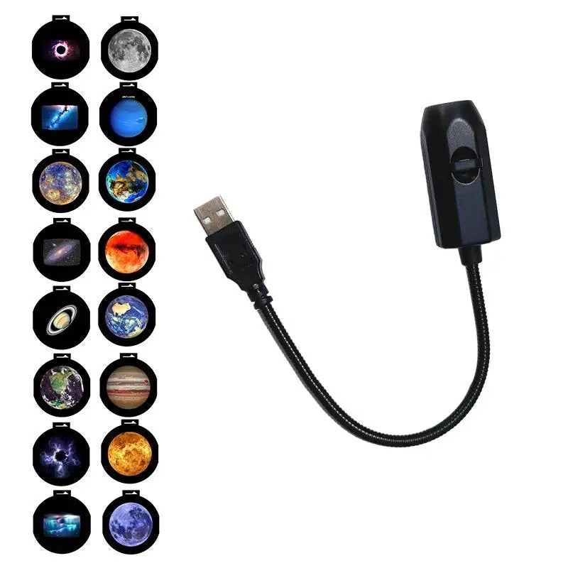 USB Galaxy Star Projector Lamp, Moon Earth Ceiling Projection Night Light Romantic Starry Sky Atmosphere Light Bedroom Decor
