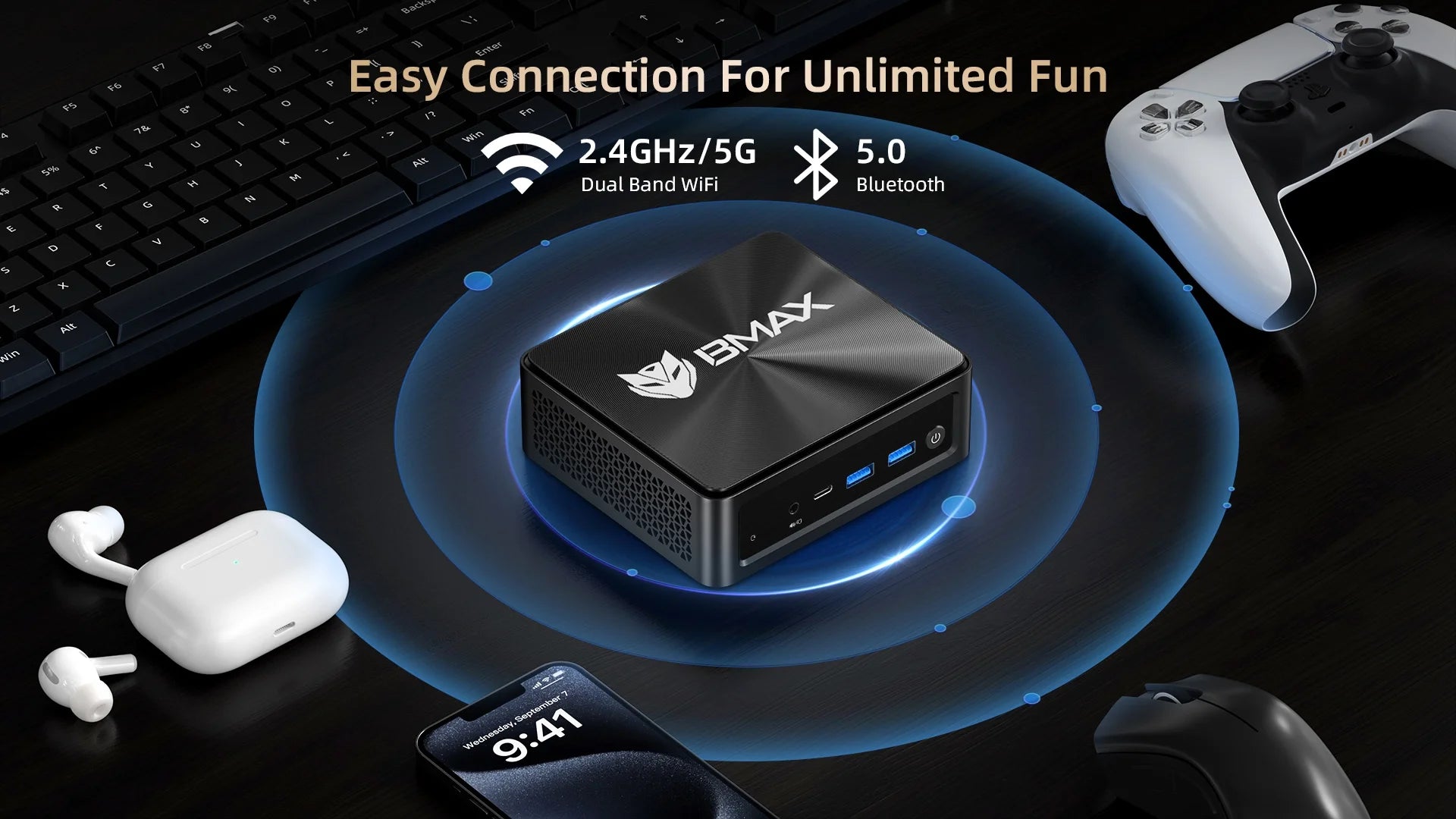 BMAX B5APRO MINI PC AMD Ryzen7 5700U AMD Radeon Graphics 16GB DDR4 512GB SSD Windows 11 Dual Band WiFi Bluetooth 5.2